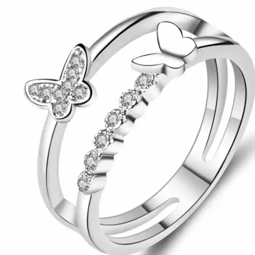 Double Ring Butterfly Zircon